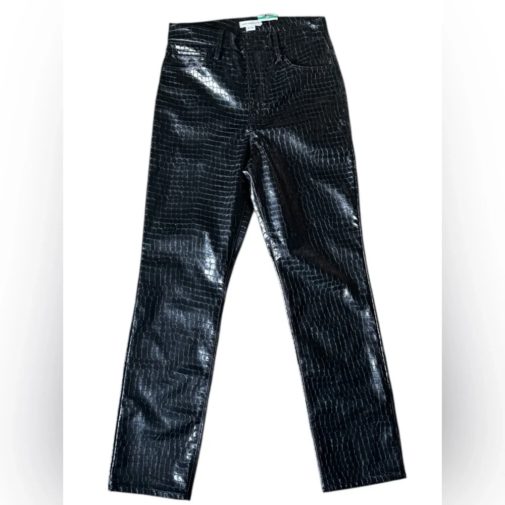 Good American Vegan Croc-Embossed Leather Pants - Picture 3 of 7